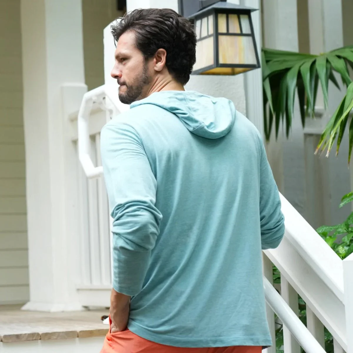 Reel Life Ocean Washed Circle Palm Pullover Hoodie - Adriatic Blue - Image 4