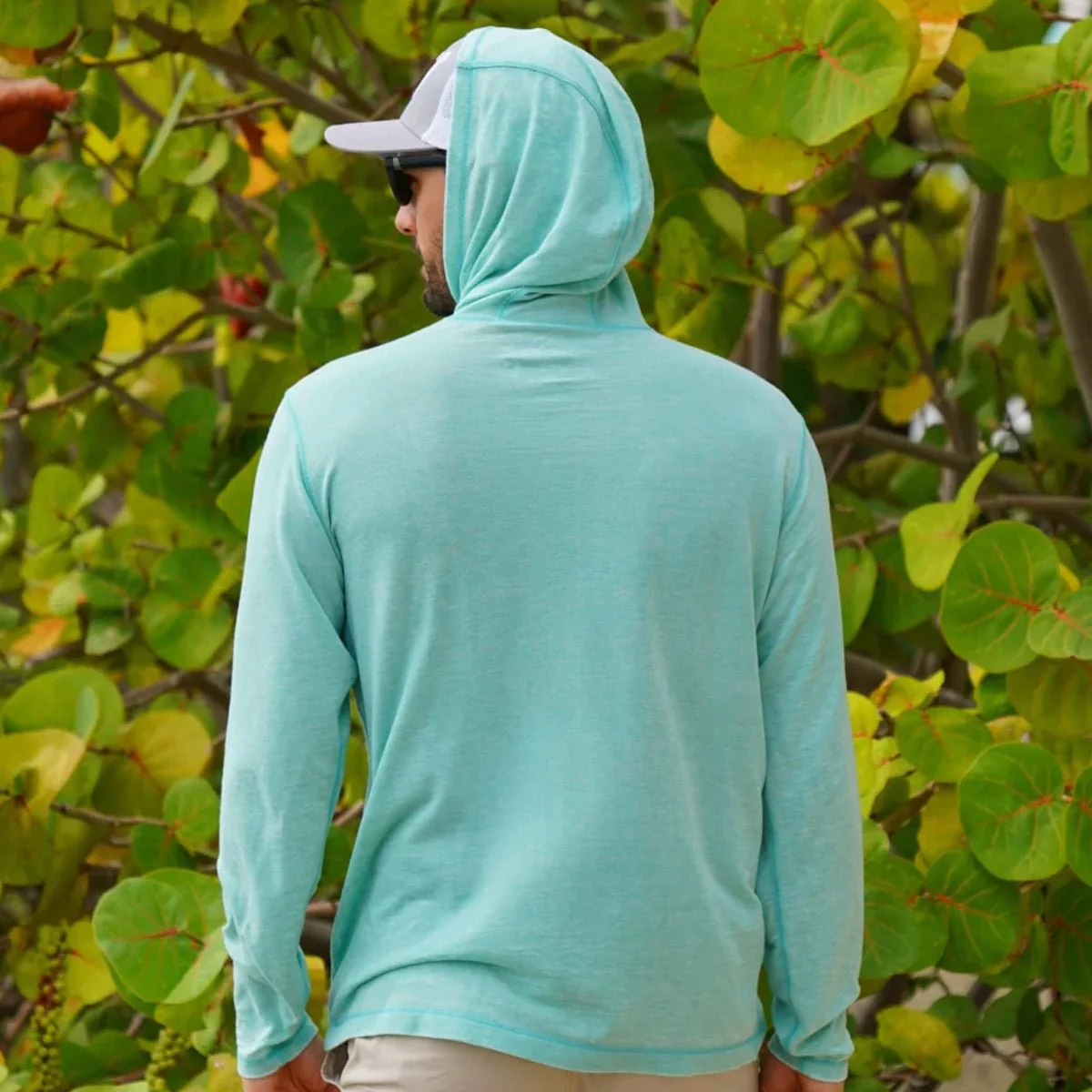 Reel Life Ocean Washed Circle Palm Pullover Hoodie - Agate Green - Image 4