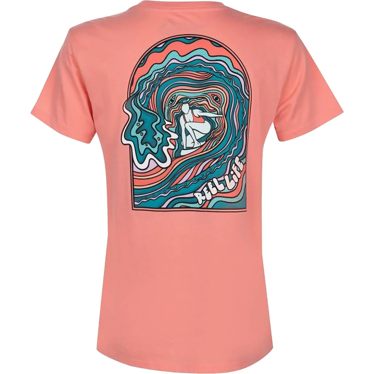 Reel Life Women's Mallow Trippy Surfer T-Shirt - Salmon Rose - Image 3